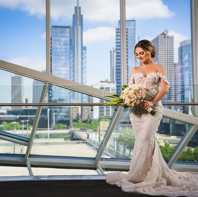 bride at window